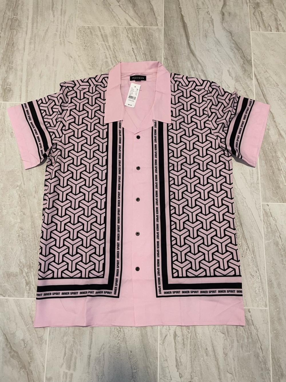 PacSun Pink Short-Sleeve Geometric Camp Shirt